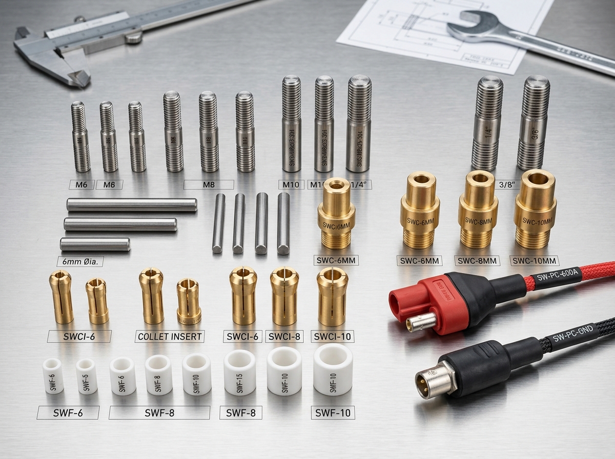 High quality stud welder accessories supplied in Houston TX including studs chucks collets ferrules